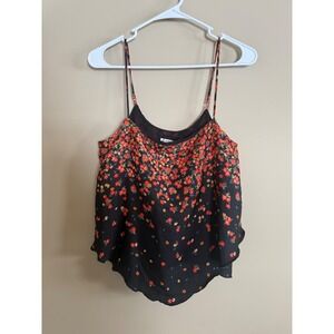 Intimately Free People Black Floral Spaghetti Strap Cami Top Women's Size S